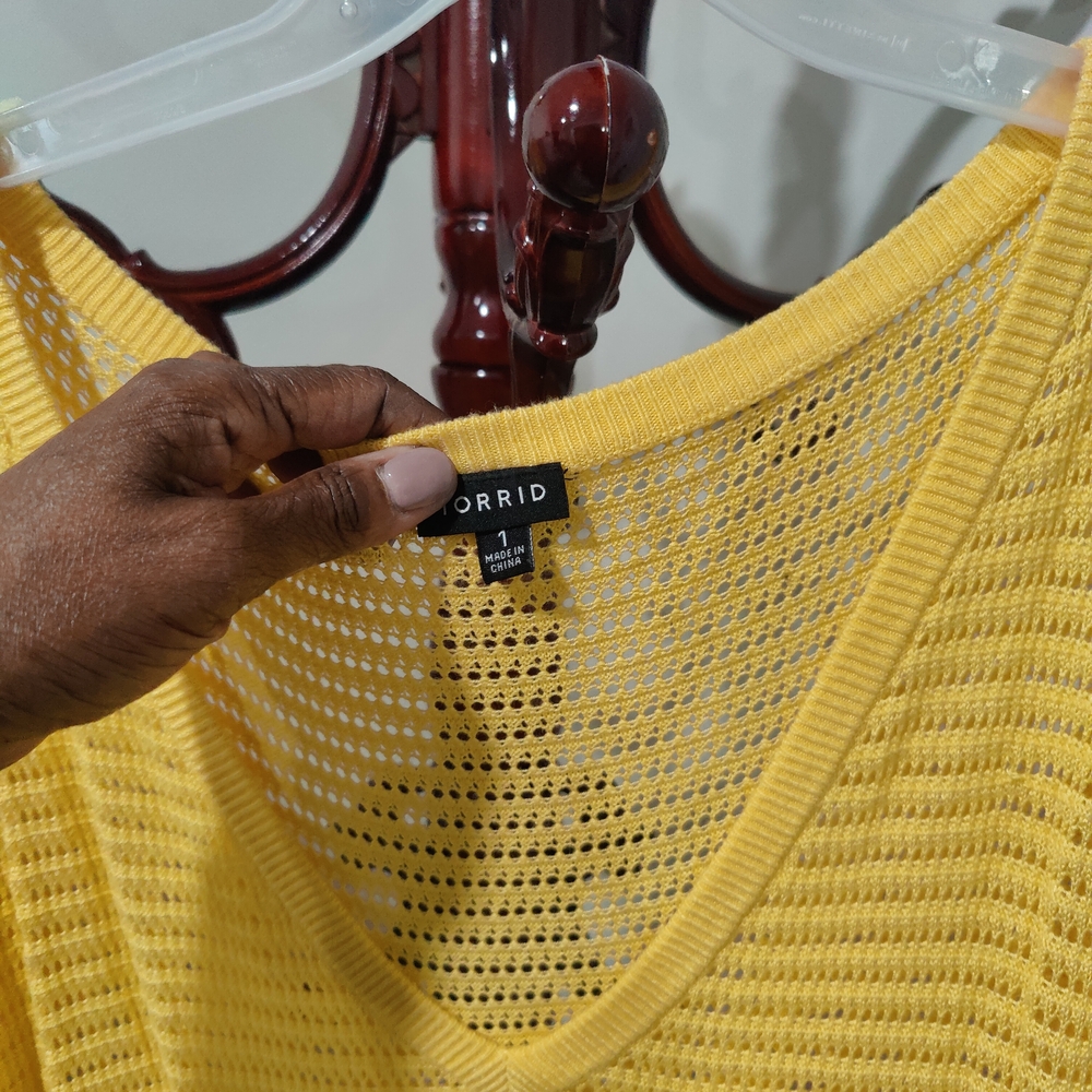 Torrid Yellow Open-Knit Top